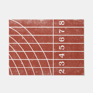 Red Running Track Distressed Style Door Mat