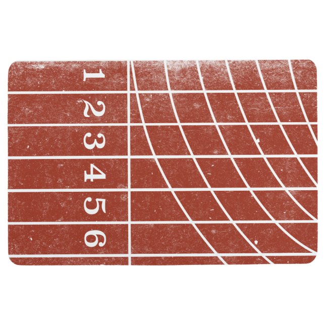 Red Running Track Distressed Style Floor Mat (Front)