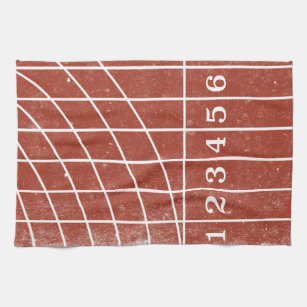 Red Running Track Distressed Style Kitchen Towel