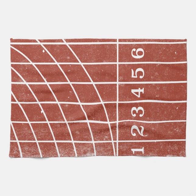Red Running Track Distressed Style Kitchen Towel (Horizontal)