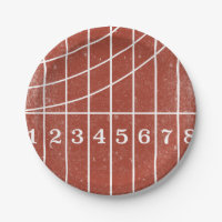Red Running Track Distressed Style Paper Plates