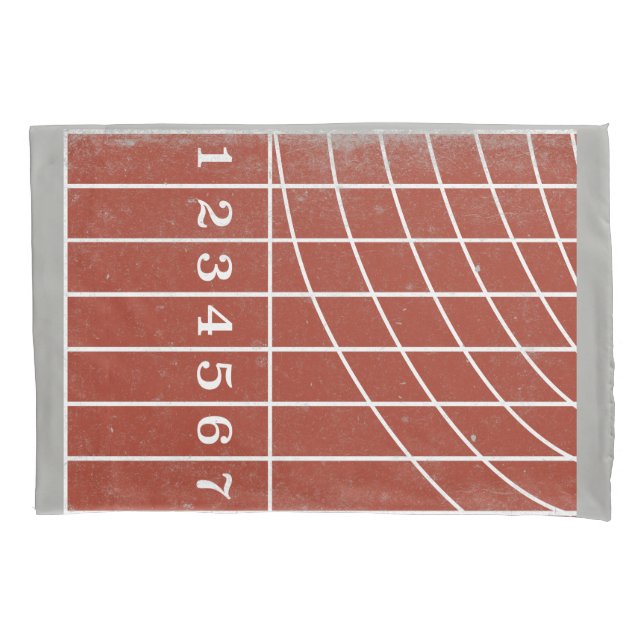 Red Running Track Distressed Style Pillowcase (Front)