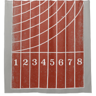Red Running Track Distressed Style Shower Curtain