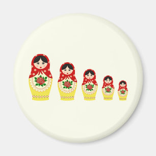 Red russian matryoshka nesting dolls magnet