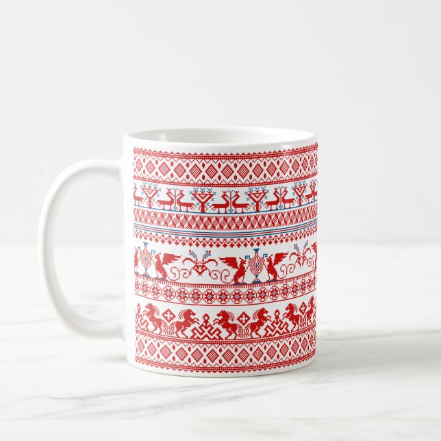 Red russian traditional ornament coffee mug (Left)