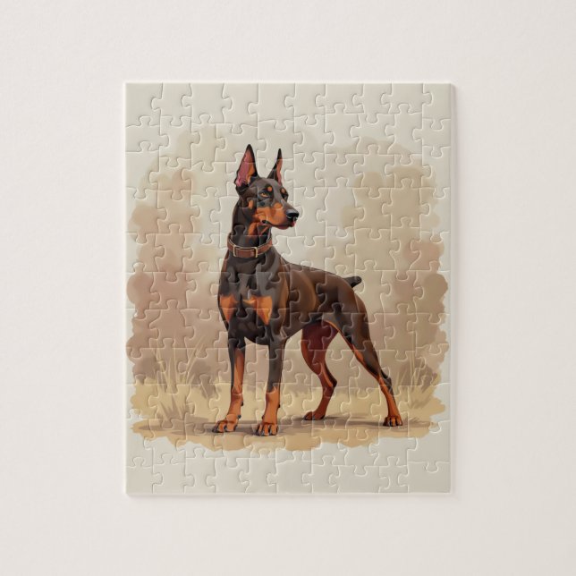 Red Rust Brown Doberman Pinscher Dog Jigsaw Puzzle (Vertical)