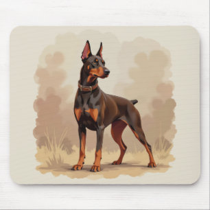 Red Rust Brown Doberman Pinscher Dog Mouse Mat