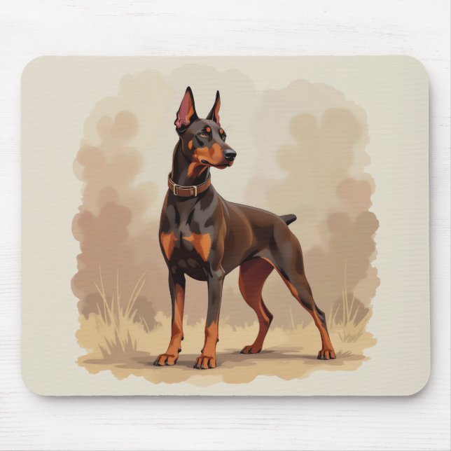 Red Rust Brown Doberman Pinscher Dog Mouse Mat (Front)