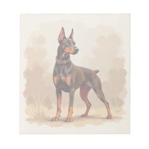 Red Rust Brown Doberman Pinscher Dog Notepad