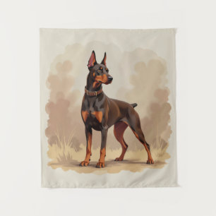 Red Rust Brown Doberman Pinscher Dog Tapestry