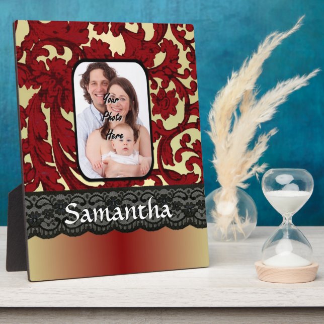 Red rust damask plaque (Side)