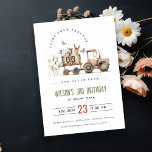 Red Rust Farm Animals Tractor Kids Birthday Invitation<br><div class="desc">If you need any other matching product or customisation,  kindly message via Zazzle.</div>