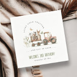 Red Rust Farm Animals Tractor Kids Birthday Napkin<br><div class="desc">If you need any other matching product or customisation,  kindly message via Zazzle.</div>