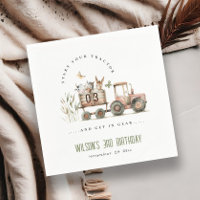 Red Rust Farm Animals Tractor Kids Birthday