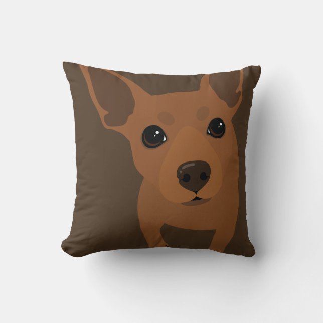 Red / Rust Min Pin Owner Throw Pillow (Front)