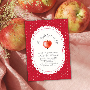 Red Rustic Autumn Vintage Apple Baby Shower Invitation