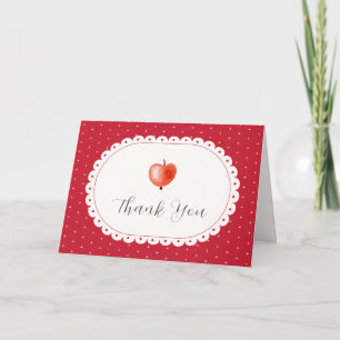 Red Rustic Autumn Vintage Apple Baby Shower Thank You Card