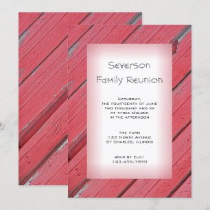Red Rustic Barn Wood Country Family Reunion Invitation