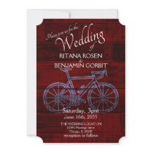 Red Rustic Bicycle Wedding Invitation