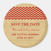 Red Rustic Chevron Save the Date Magnet