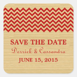 Red Rustic Chevron Save the Date Stickers