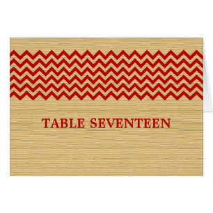 Red Rustic Chevron Table Number Card