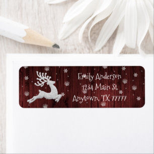 Red Rustic Christmas Reindeer Address Label
