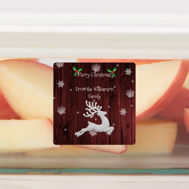 Red Rustic Christmas Reindeer Baking Label (Affixed)