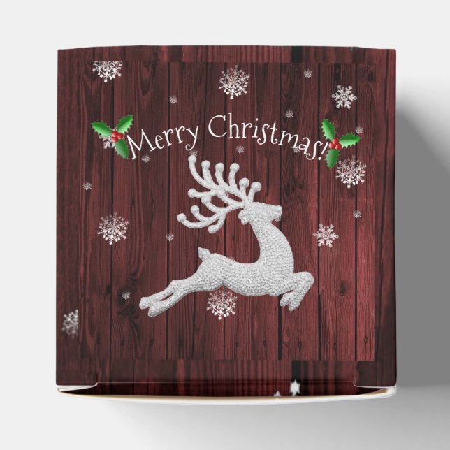 Red Rustic Christmas Reindeer Favour Box (Top)