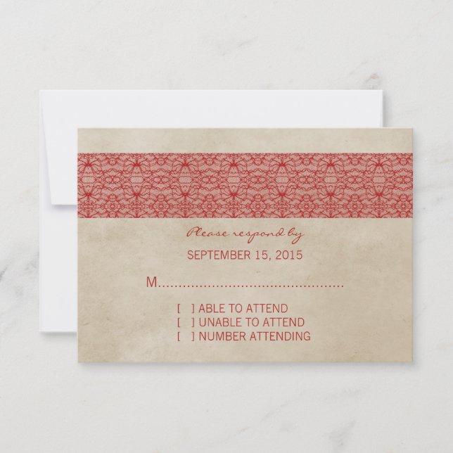 Red Rustic Lace Response Card (Front)