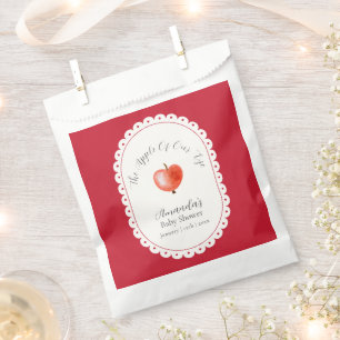 Red Rustic Minimalist Vintage Apple Baby Shower Favour Bags