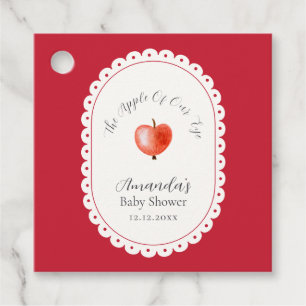 Red Rustic Minimalist Vintage Apple Baby Shower Favour Tags