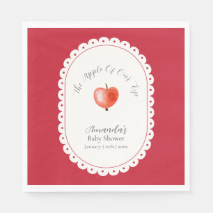 Red Rustic Minimalist Vintage Apple Baby Shower Napkin
