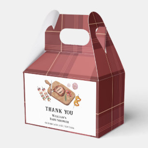Red Rustic Plaid Country Baby Q Baby Shower  Favour Box