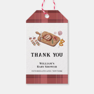 Red Rustic Plaid Country Baby Q Baby Shower  Gift Tags