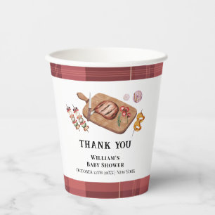 Red Rustic Plaid Country Baby Q Baby Shower Paper Cups