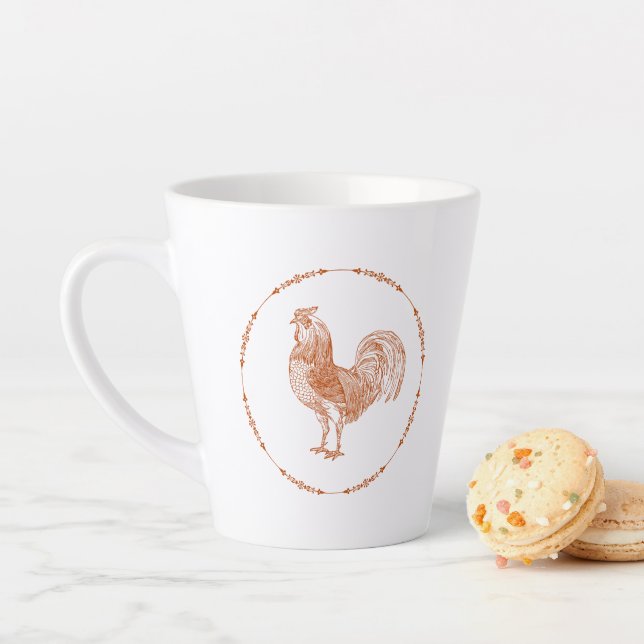 Red Rustic Rooster Latte Mug (In Situ)