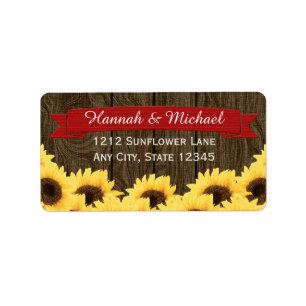 RED RUSTIC SUNFLOWER RETURN ADDRESS LABEL