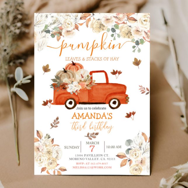 Red Rustic truck third birthday Invitation (Creator Uploaded)