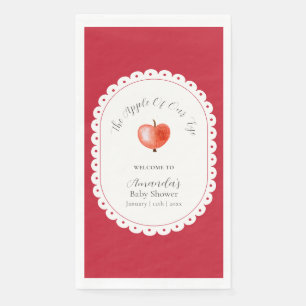 Red Rustic Vintage Apple Baby Shower Welcome Napkin