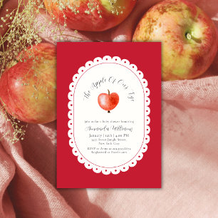 Red Rustic Vintage Apple Of Our Eye Baby Shower Invitation