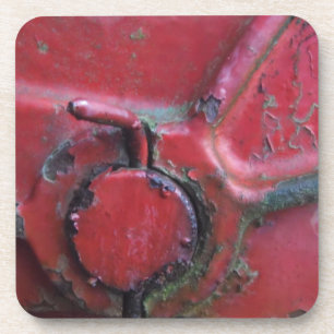 Red rusty truck close-up coaster
