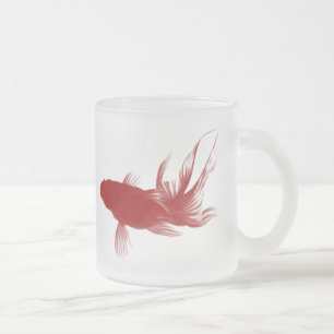 Red Ryukin Goldfish Frosted Glass Coffee Mug