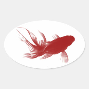 Red Ryukin Goldfish Oval Sticker
