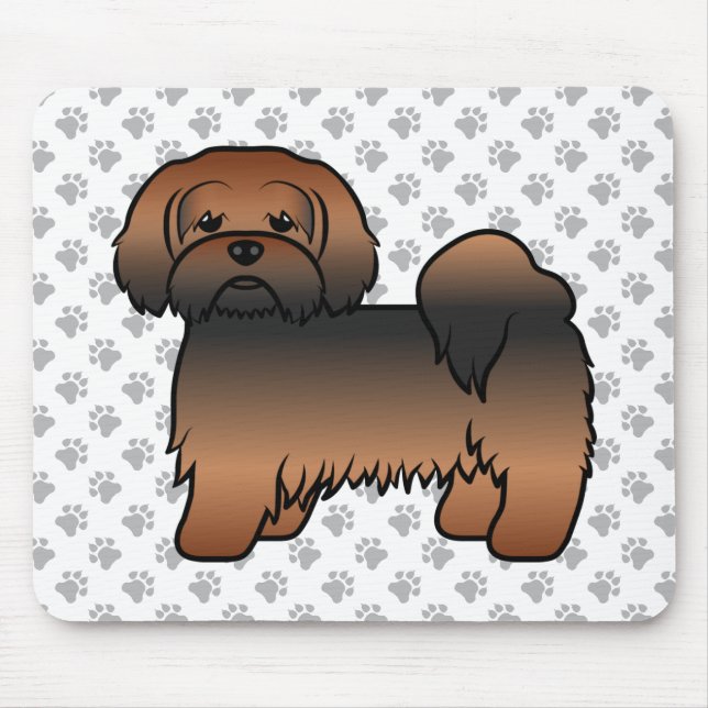 Red Sable Lhasa Apso Cute Cartoon Dog Mouse Mat (Front)