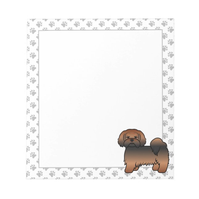 Red Sable Lhasa Apso Cute Cartoon Dog Notepad (Front)
