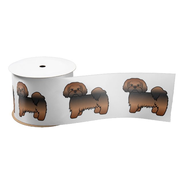 Red Sable Lhasa Apso Cute Cartoon Dog Satin Ribbon (Spool)