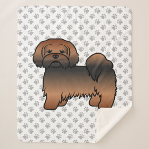 Red Sable Lhasa Apso Cute Cartoon Dog Sherpa Blanket