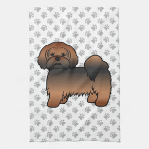 Red Sable Lhasa Apso Cute Cartoon Dog Tea Towel