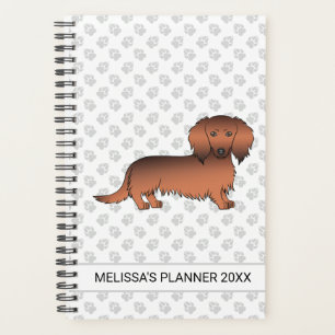Red Sable Long Hair Dachshund Cartoon Dog & Text Planner